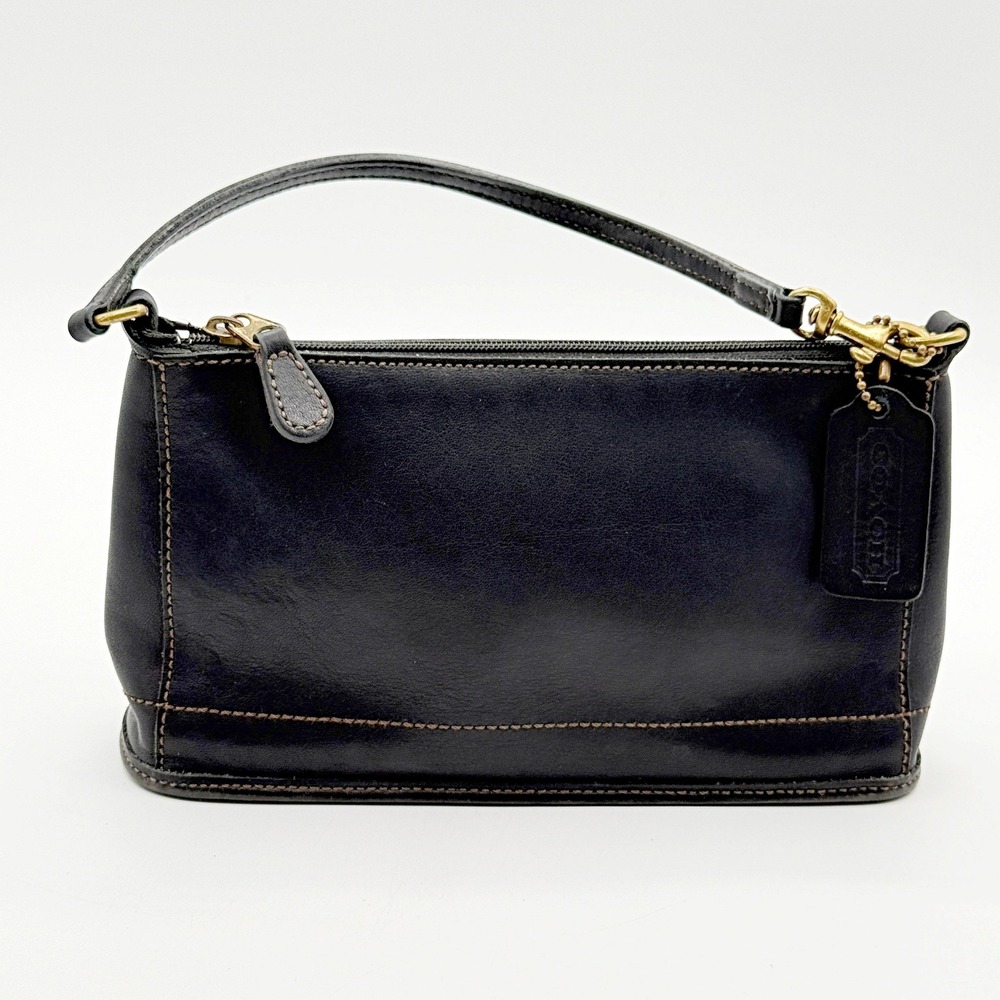 Vintage Coach Wristlet Black Leather Pouchette